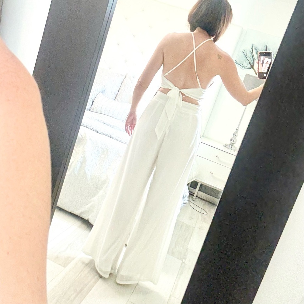 NWT Miss Avenue White Wide Leg 2pc pant set - Picture 2 of 7